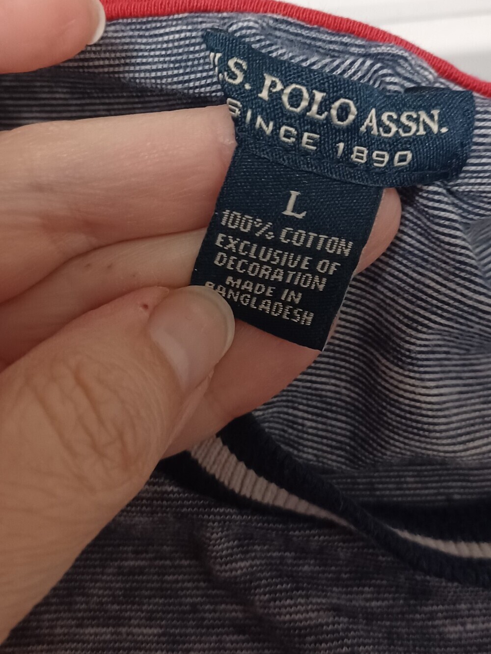 × U.S. Polo Assn. Heather Gray & Navy 3/4 Long Sleeve Dress Women's Size Large - Picture 4 of 7